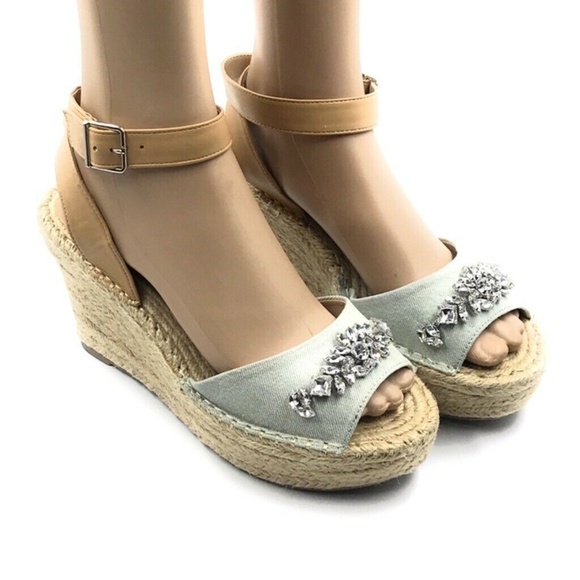 Kaari Blue Shoes - Kaari Blue Chloe Espadrille Wedge Sandals